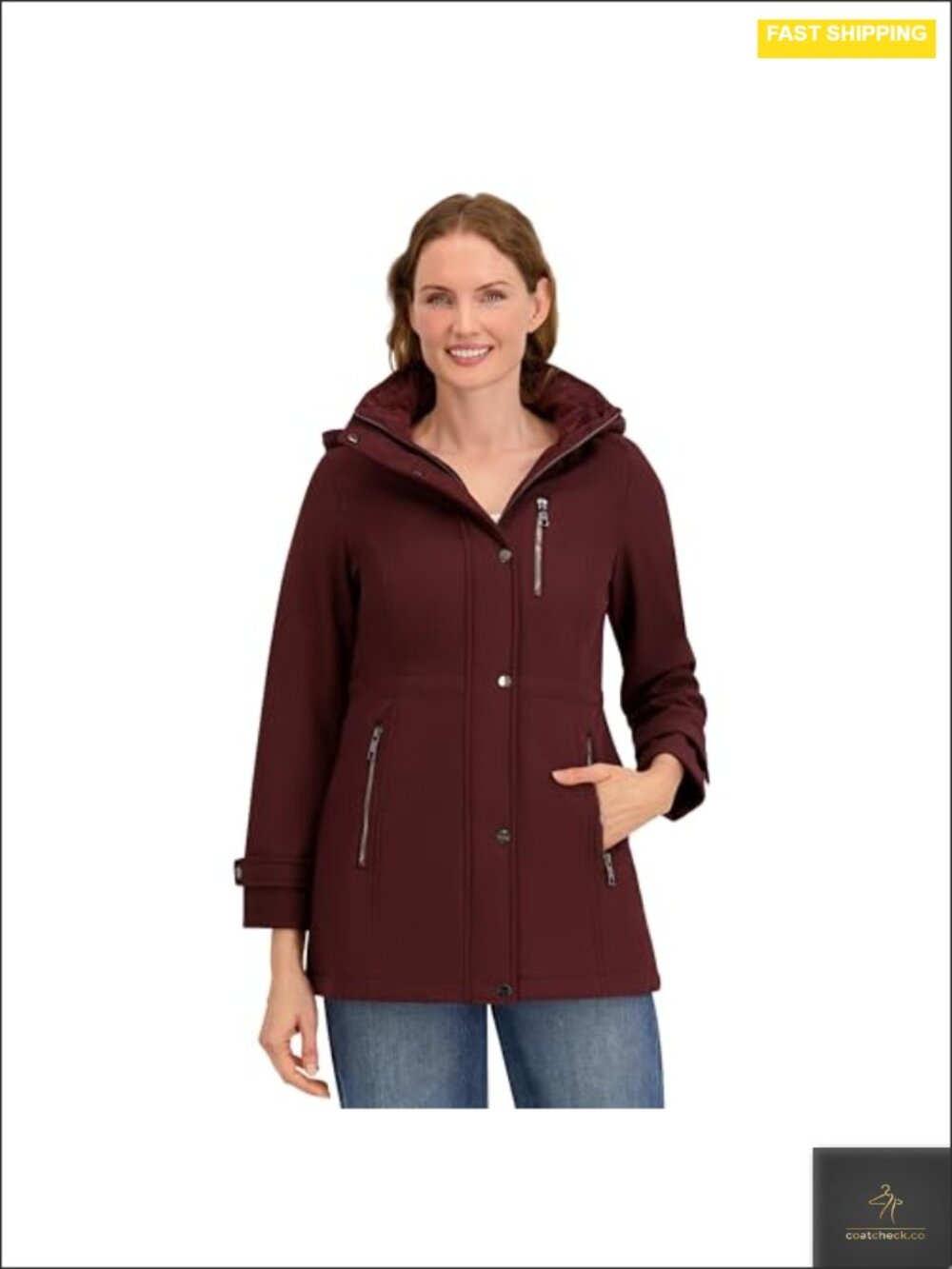 Water-Resistant Softshell Jacket with Removable Faux Fur Hood